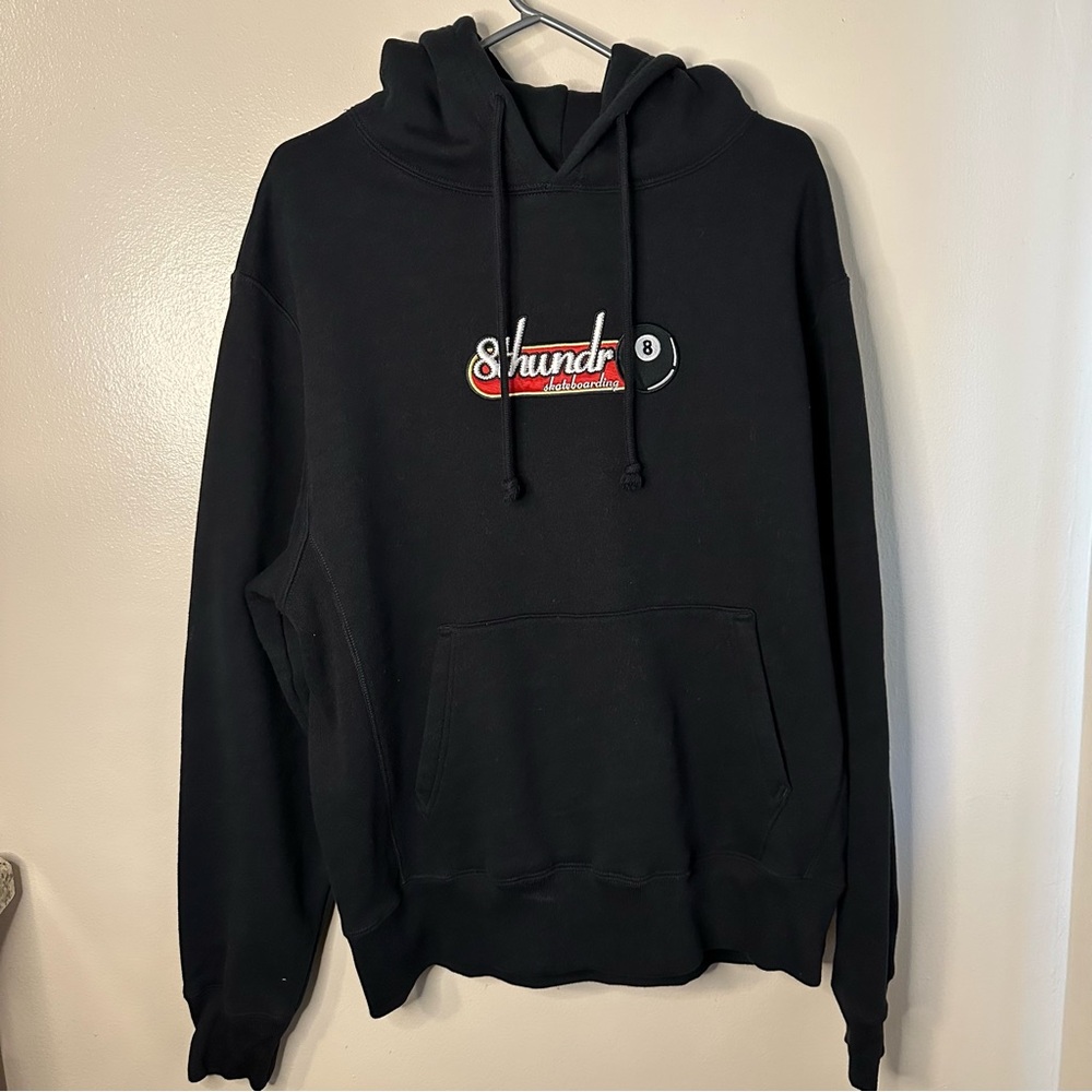 Rare 8thwndr Large embroidered 8ball skateboard hoodie